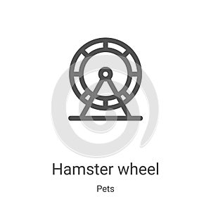 hamster wheel icon vector from pets collection. Thin line hamster wheel outline icon vector illustration. Linear symbol for use on