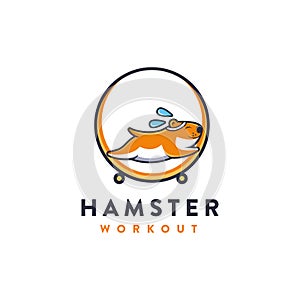 Hamster workout cartoon mascot logo