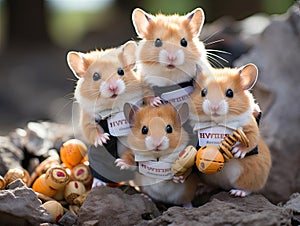 Hamsters moving truck with team of movers