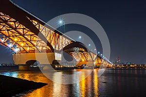 Han River and Seongsan Bridge at Night