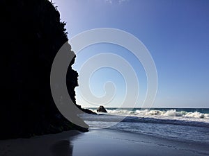 Hanakapiai Beach on Na Pali Coast on Kauai Island, Hawaii - Kalalau Trail.