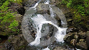 Hanakapiai Falls Into Hanakapiai Stream Deep Inside Hanakapiai Valley