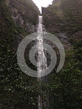 Hanakapiai Falls on Na Pali Coast on Kauai Island, Hawaii.