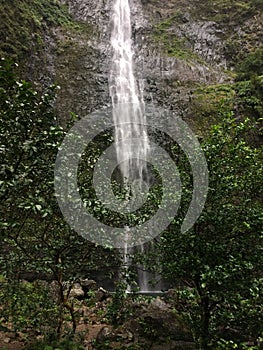 Hanakapiai Falls on Na Pali Coast on Kauai Island, Hawaii.