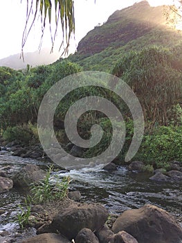 Hanakapiai Stream on Napali Coast on Kauai Island, Hawaii.