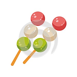 Hanami dango icon, flat design vector illustration, three colors of dango dumplings photo