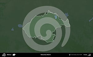 Hancavicy District highlighted, Belarus. Physical