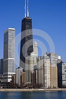 Hancock Building accros the water photo