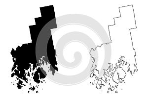 Hancock County, Maine U.S. county, United States of America, USA, U.S., US map vector illustration, scribble sketch Hancock