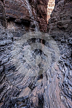Hancock Gorge in Karijini National Park in Pilbara region, Western Australia with interesting geology