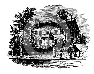 Hancock House Boston vintage illustration