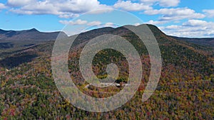 Hancock Notch in fall aerial view, New Hampshire, USA