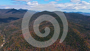Hancock Notch in fall aerial view, New Hampshire, USA
