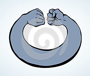 Hand with 2 elongated fists. Vector drawing