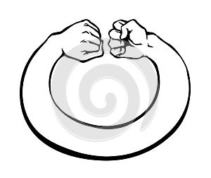 Hand with 2 elongated fists. Vector drawing