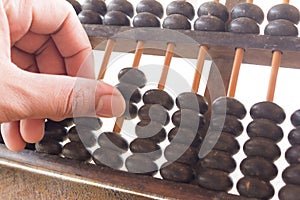 Hand and ABACUS old antique calculator retro finance education ,