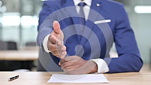 Hand of African Businessman showing Hand Shake Gesture