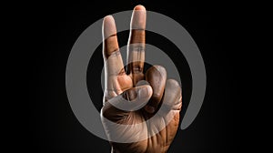 The hand of an African showing a secret sign created with generative AI technology