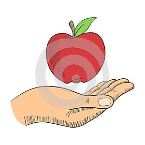 Hand with an apple