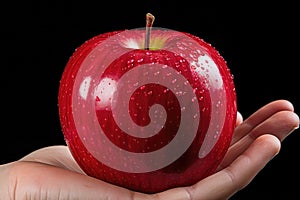 Hand Apple Hand Holding Apple Ai Technologyon Black Background