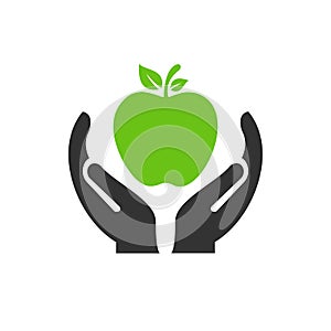 Hand Apple logo design. Apple logo with Hand concept vector. Hand and Apple logo design