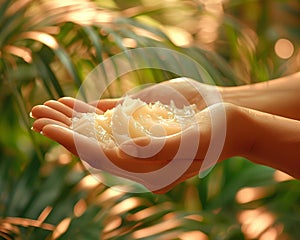 Hand applying a scented body lotion