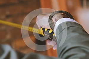 Hand of an architect at work