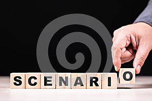 Scenario word on wood cubes