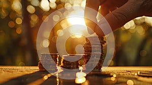 The Hand Arranging Coins. AI generated