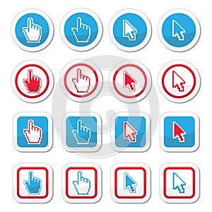 Hand and arrow cursor vector icons set