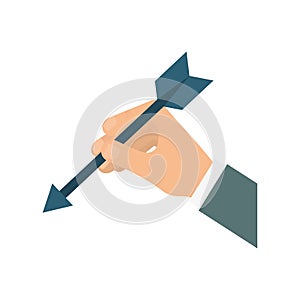 Hand and arrow icon. Solution design. Vector graphic