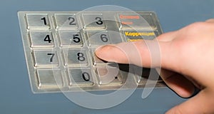 Hand and ATM keypad