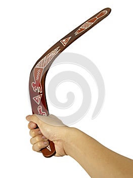 Hand with Australian boomerang