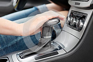 Hand on automatic gear shift