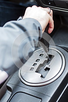 Hand on automatic gear shift