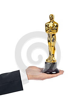 Hand with Award of Oscar ceremony