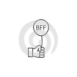 hand balloon bff outline icon. Elements of friendship line icon. Signs, symbols and vectors can be used for web, logo, mobile app photo