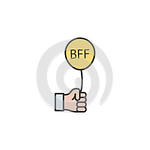 hand balloon bff outline icon. Elements of friendship line icon. Signs, symbols and vectors can be used for web, logo, mobile app photo