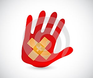 hand band aid fix solution concept illustration