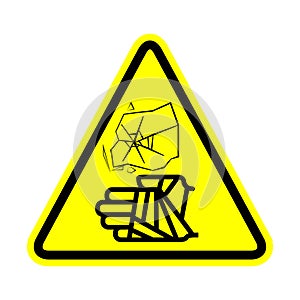 Hand with bandage icon, warning sign, illustration