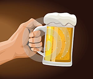 hand with beer jar