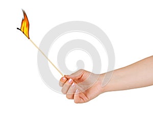 Hand with big burning match