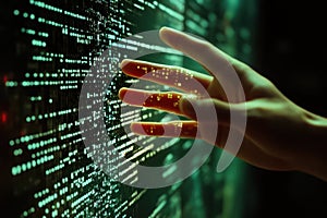 Hand with binary code digital concept