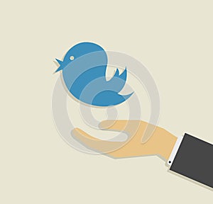 Hand with bird flat icon