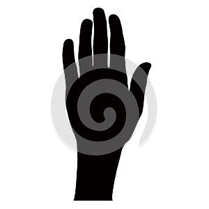 a hand black color silhouette vector