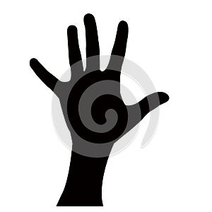 a hand black color silhouette vector