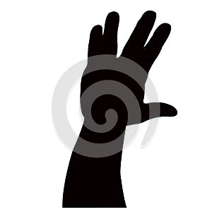 a hand black color silhouette vector