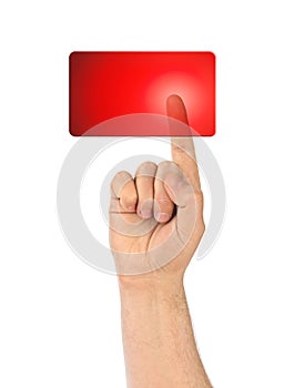 Hand and blank button