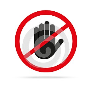 Hand blocking sign stop. Vector illustration.