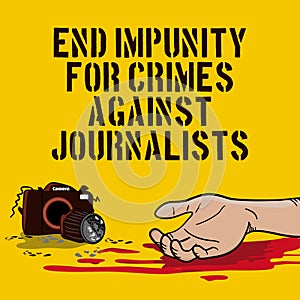 hand blood and tittle suitable forInternational Day to End Impunity for Crimes Against Journalists